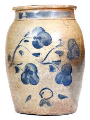 2 Gal. Pruntytown, WV Stoneware Jar with Profuse Floral Decoration