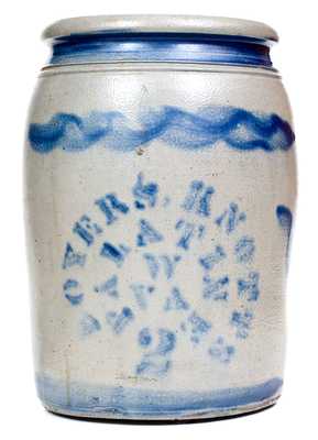 Unusual 2 Gal. BOYERS. KNOTTS / PALATINE, W. VA Stoneware Jar