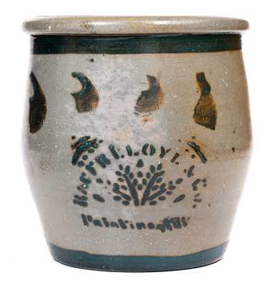 Rare RAGER, LLOYD & CO. / Palatine, W. VA Stoneware Cream Jar w/ Brown Slip Decoration