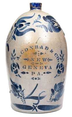 Outstanding 4 Gal. A. CONRAD & CO. / NEW GENEVA, PA Stoneware Jug