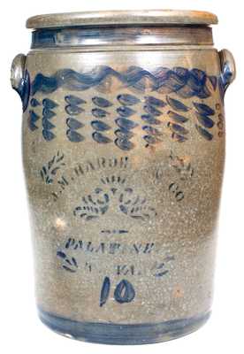 Rare 10 Gal. J. M. HARDEN & CO. / PALATINE, W. VA Stoneware Jar