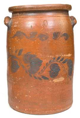 Rare 10 Gal. Stoneware Jar with Floral Decoration att. Palatine, WV