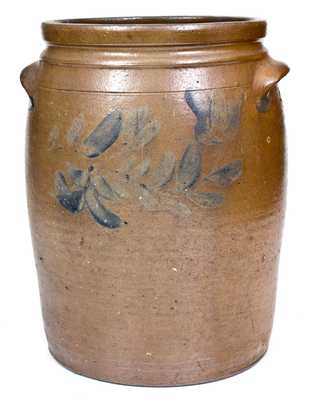 Rare 4 Gal. H. & S. SWANK / JOHNSTOWN, PA Stoneware Crock w/ Floral Decoration