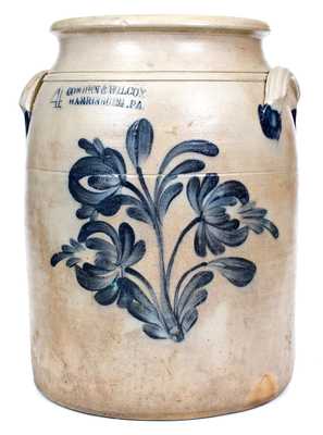 4 Gal. COWDEN & WILCOX / HARRISBURG, PA Stoneware Jar with Floral Decoration