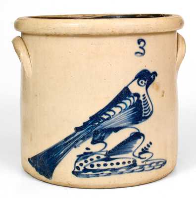 3 Gal. ALBANY, NY Stoneware Crock with Bold Bird Decoration