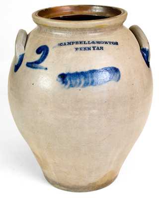 Extremely Rare CAMPBELL & MORTON / PENN YAN Stoneware Jar w/ Cobalt Decoration