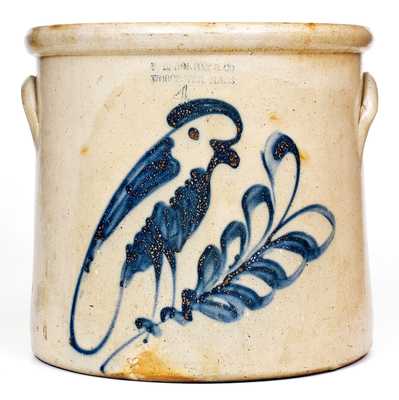 Four-Gallon F.B. NORTON & CO. / WORCESTER, MASS Stoneware Parrot Crock