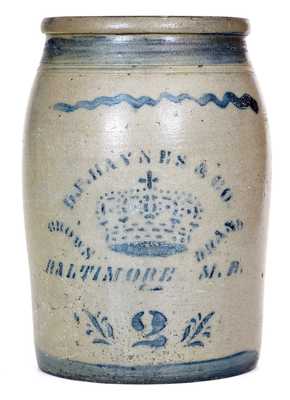 D. F. HAYNES & CO. / BALTIMORE, MD Stoneware Advertising Jar