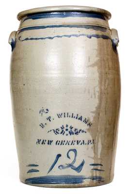 12 Gal. R. T. WILLIAMS / NEW GENEVA, PA Stoneware Jar w/ Striped Decoration