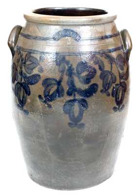 Scarce 7 Gal. J. WEAVER, Beaver, PA Stoneware Jar w/ Elaborate Floral Decoration
