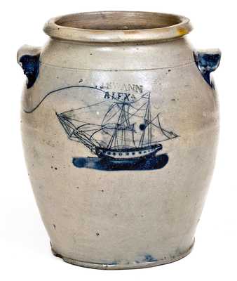 Exceptional J. SWANN / ALEXA (Alexandria, VA) Stoneware Incised Ship Jar