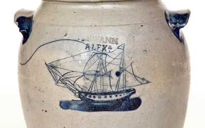 Exceptional J. SWANN / ALEXA (Alexandria, VA) Stoneware Incised Ship Jar
