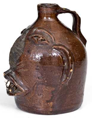 Rare Otto Brown and Wife 1971 Stoneware Face Jug (Bethune, SC)