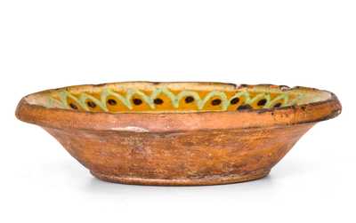 Rare Small-Sized Hagerstown, MD Redware Bowl w/ Three-Color Slip Decoration