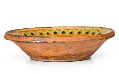 Rare Small-Sized Hagerstown, MD Redware Bowl w/ Three-Color Slip Decoration