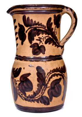 Rare and Fine Tanware Pitcher, New Geneva or Greensboro, PA origin, c1885