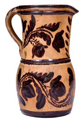 Rare and Fine Tanware Pitcher, New Geneva or Greensboro, PA origin, c1885