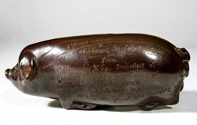 Excellent Anna Pottery Pig Bottle for Manning & Co., St. Louis