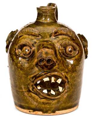 Rare O. Henry Pottery Face Jug, Evan Javan Brown, Sr., Valdese, NC, c1937-51