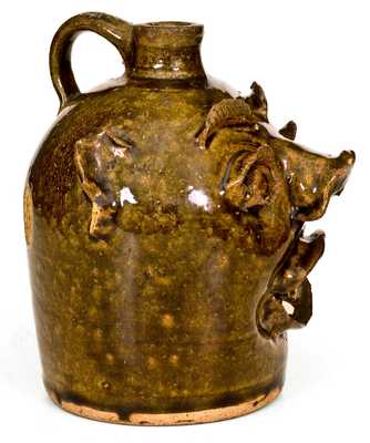 Rare O. Henry Pottery Face Jug, Evan Javan Brown, Sr., Valdese, NC, c1937-51