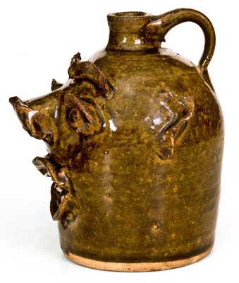 Rare O. Henry Pottery Face Jug, Evan Javan Brown, Sr., Valdese, NC, c1937-51