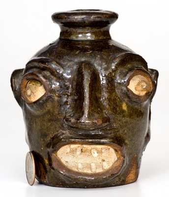 Rare Miles Mill, Edgefield District, SC Stoneware Face Jug, circa 1865-1875