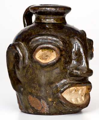 Rare Miles Mill, Edgefield District, SC Stoneware Face Jug, circa 1865-1875
