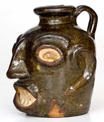 Rare Miles Mill, Edgefield District, SC Stoneware Face Jug, circa 1865-1875