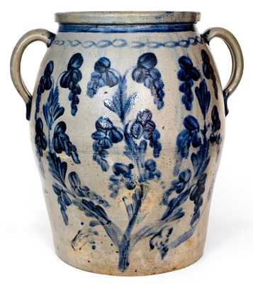 Monumental Baltimore Stoneware Jar w/ Wheelbarrow, Clover and Chainlink Designs