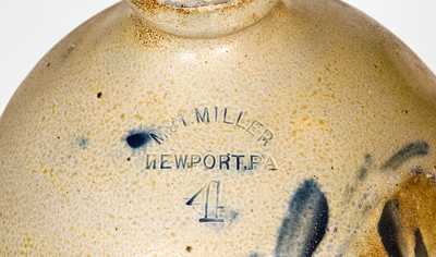 Fine M. &. T. MILLER /NEWPORT, PA Stoneware Jug w/ Profuse Decoration