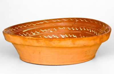 Profusely-Decorated 1834 American Redware Bowl, probably New England