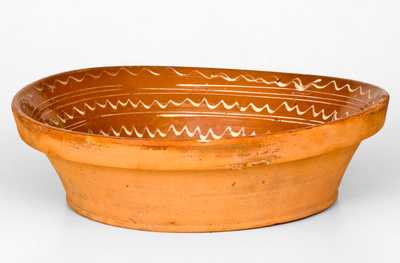 Profusely-Decorated 1834 American Redware Bowl, probably New England