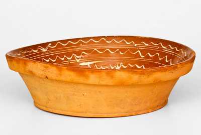 Profusely-Decorated 1834 American Redware Bowl, probably New England