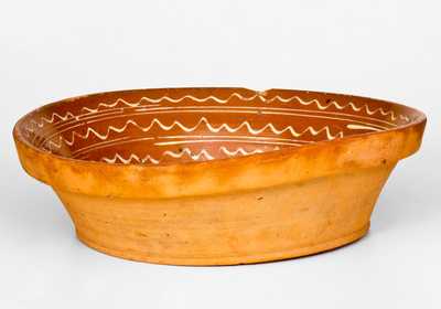 Profusely-Decorated 1834 American Redware Bowl, probably New England