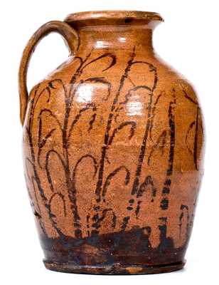 Outstanding Tennessee Redware Jar w/ Elaborate Manganese Cornstalk Decoration