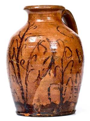 Outstanding Tennessee Redware Jar w/ Elaborate Manganese Cornstalk Decoration