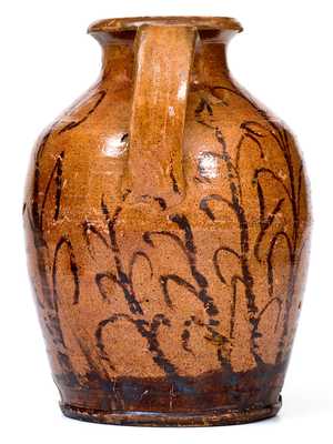 Outstanding Tennessee Redware Jar w/ Elaborate Manganese Cornstalk Decoration