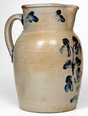 Two-Gallon Baltimore Stoneware Pitcher w/ Cobalt Clover Decoration