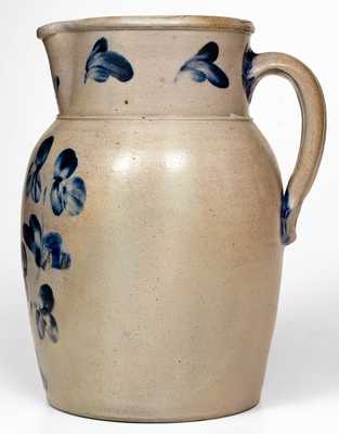 Two-Gallon Baltimore Stoneware Pitcher w/ Cobalt Clover Decoration