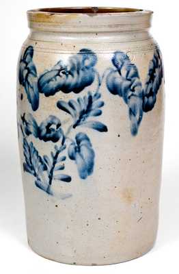 Remmey, Philadelphia, PA Stoneware Jar w/ Elaborate Floral Decoration