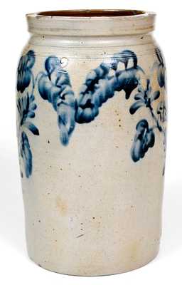 Remmey, Philadelphia, PA Stoneware Jar w/ Elaborate Floral Decoration