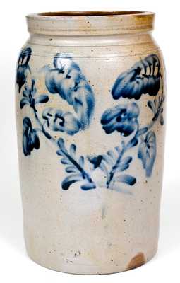 Remmey, Philadelphia, PA Stoneware Jar w/ Elaborate Floral Decoration