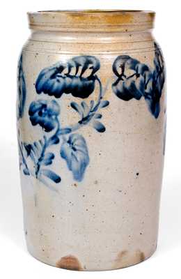 Remmey, Philadelphia, PA Stoneware Jar w/ Elaborate Floral Decoration