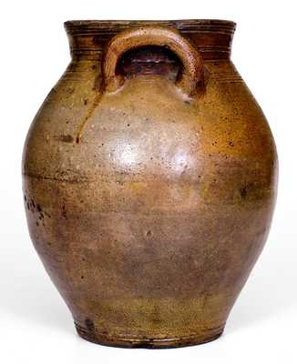 CHARLESTOWN One-Gallon Stoneware Jar w/ Dipped Iron Decoration, early 19th century