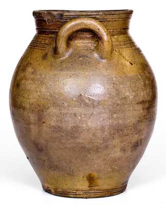 CHARLESTOWN One-Gallon Stoneware Jar w/ Dipped Iron Decoration, early 19th century