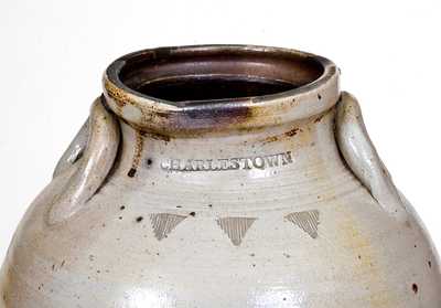 Three-Gallon CHARLESTOWN Stoneware Jar w/ Impressed Triangle Decoration (Boston)