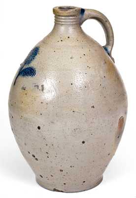 Fine Boston Stoneware Jug w/ Impressed Flower att. Jonathan Fenton, late 18th century