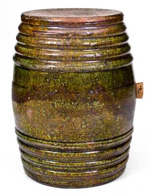 Fine Copper-Glazed Redware Mini Keg (Rundlet), possibly Genesee County, NY