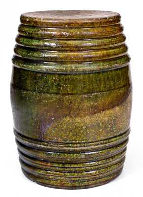 Fine Copper-Glazed Redware Mini Keg (Rundlet), possibly Genesee County, NY