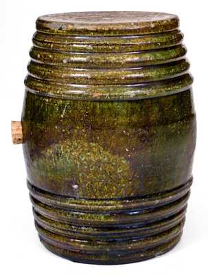 Fine Copper-Glazed Redware Mini Keg (Rundlet), possibly Genesee County, NY